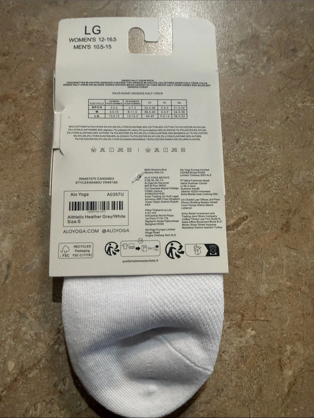 alo White Athletic Half-Crew Socks with Black Stripes